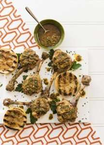 Lollipop Chicken Drumsticks with grilled lemon and chimichurri www.juliemiguel.com
